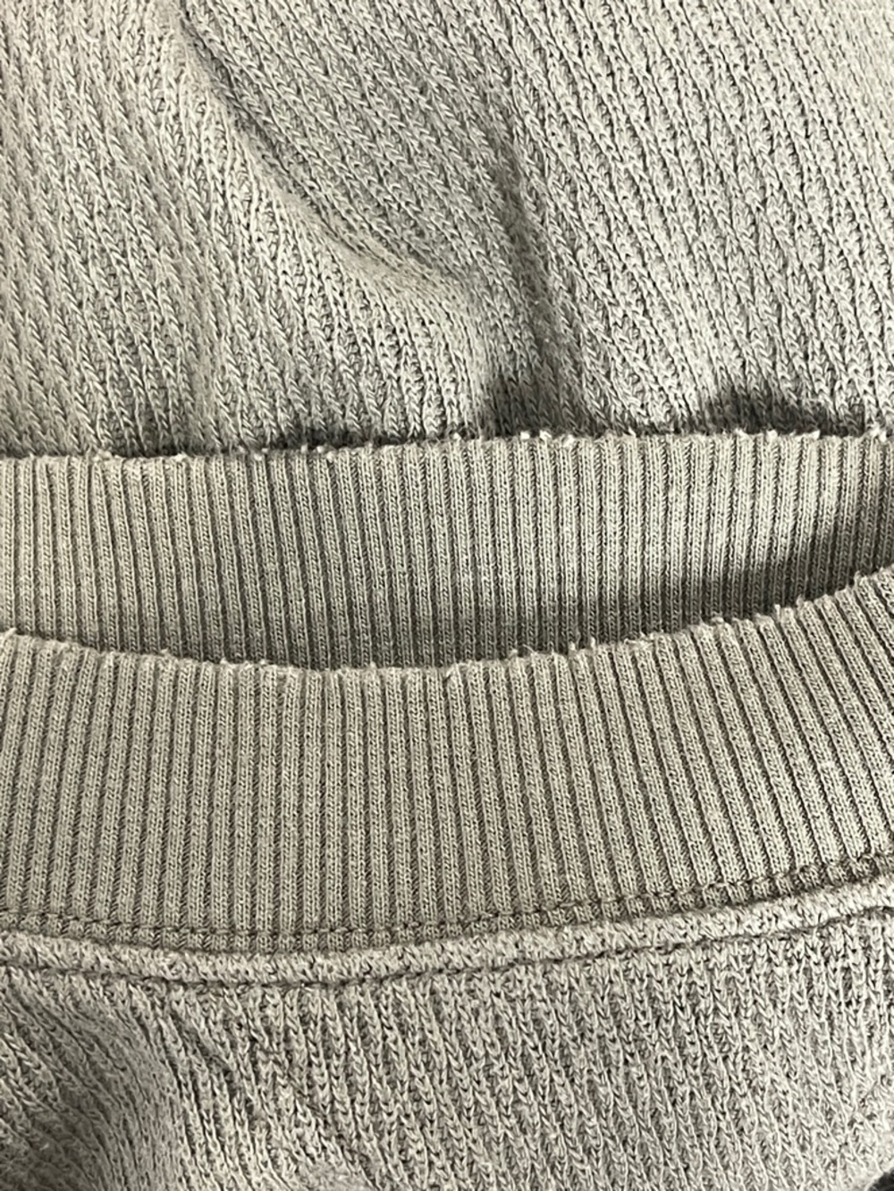Aerie Big Chill Textured Crew Ribbed Oversized Sweatshirt Olive Green Distressed - Picture 8 of 8